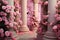 Stunning Pink roses column. Generate Ai