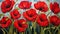 Stunning Poppy Art: Large Painting Of Red Poppys In Charles Rennie Mackintosh Style