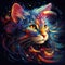 A Stunning Portrait of a Cat Made of Swirling Colorful Galaxies