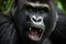 Stunning portrait of a powerfull silverback gorilla. Amazing African wildlife. Generative Ai