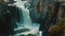 A stunning and powerful waterfall rushes down a massive cliffside, creating a breathtaking display of natures raw beauty, A