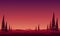 Stunning purple sky color with beautiful natural scenery from the suburbs at night. Vector illustration