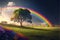 Stunning rainbow over beautiful meadow