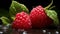 Stunning Raspberry Still Life Artwork With Raindrops On Black Background