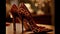 A stunning redhead wears leopard-print pumps to a cocktail party created with Generative AI