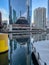 Stunning reflection of Chicago cityscape onto the waters of the Chicago River