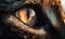 Stunning reflection in the eye of cat in macro view Creating using generative AI tools
