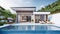 Stunning Rendering Details of a Minimalist Luxury Pool Villa Blueprint Design.