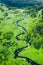 Stunning river and green swamps in summer, aerial view