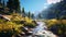 Stunning River Hiking Trail: Yellow, Blue, Pink, Black, Strong Shadows
