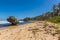 The stunning sandy beach and wave-cut boulders of Bathsheba Beach on the Atlantic coast of Barbados