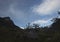 Stunning scene of an andean forest mountains early in the morning with a big stone