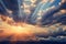 Stunning scene of sunbeams through cumulus clouds, a natural spectacle