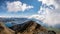 Stunning scenic views of the bays of Lake Wanaka and the snow covered Southern Alps from the Roys Peak mountain track