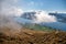 Stunning scenic views of the bays of Lake Wanaka and the snow peaks Southern Alps from the Roys Peak mountain track the