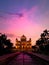 A stunning silhouette of the Taj Mahal during a deep red sunset. Agra uttar pradesh