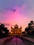 A stunning silhouette of the Taj Mahal during a deep red sunset. Agra uttar pradesh