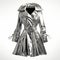 Stunning Silver Trench Coat For Women - Realistic Design With Metallic Rotation