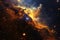 Stunning space nebula, stars shining through cosmic dust clouds