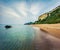 Stunning spring view of Gardeno beach. Dramatic morning seascape of Ionian Sea. Picturesque landscape of Corfu island, Greece,