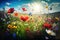 Stunning springtime scene with vibrant wildflowers.. Generative AI