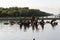 Stunning statues of people in lake in Versailles Castle, Paris, France