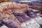 Stunning striped purple sandstone formations of Blue Mesa badlands in Petrified Forest National Park