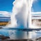 Stunning Strokkur eruption in at Strokkur Geyser is a well known tourist Stunning natural