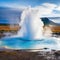 Stunning Strokkur eruption in at Strokkur Geyser is a well known tourist Stunning natural