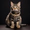 Stunning Studio Portrait Of A Female Tabby Cat On Black Background