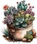Stunning Succulents in Pots: A Watercolor Celebration AI Generated