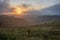 Stunning Summer sunrise from Devil\'s Dyke in South Downs National Park in English countryside