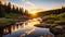 Stunning Sunrise In A Mountain Forest: Photorealistic Wilderness Landscape