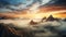 Stunning Sunrise Over Majestic Mountains And Clouds