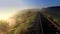 Stunning sunrise over valley with beautiful fog in autumn