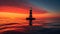 Stunning Sunset Landscape With Solitary Navigation Light On Cliff