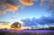 Stunning sunset over lavender fields
