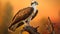 Stunning Sunset Portrait Of Osprey Perched On Brown Stem