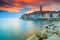 Stunning sunset with Rovinj old town,Istria region,Croatia,Europe