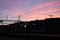 Stunning Sunset Sky and the Train Station of Nyon, Switzerland