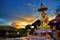 Stunning sunset at Thailand buddhist temple