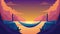 A stunning sunset view with a colorful hammock swinging gently between two tall cliffs inviting someone to take a moment