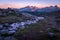 A stunning sunset view from Mount Rainier across to a mountain range