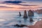 Stunning sunset view of Twelve Apostles, Great Ocean Road - Victoria, Australia