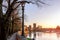 Stunning sunset view of Veronaâ€™s Old Castle Castelvecchio and the bridge Ponte di Castelvecchio over the Adige River. Verona