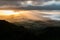 Stunning sunset view of the volcanic landscape on the island of SÃ£o Miguel in the Azores archipelago