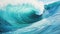 Stunning Surfing Wave in Light Teal & Maroon: Massurrealistic Art with Clear Edge Tilt-Shift & Youthful Energy