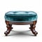 Stunning Teal Velvet Ottoman With Carved Wooden Legs