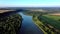 Stunning top view of the sinuous Dniester River. Summer landscape of the Dniester River. Picturesque photo wallpaper