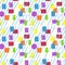 Stunning, trendy seamless pattern of colored objects in a simple flat style. For children s clothing, fashionable